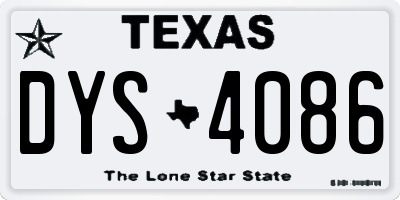 TX license plate DYS4086