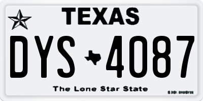 TX license plate DYS4087
