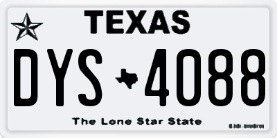 TX license plate DYS4088