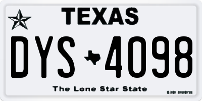 TX license plate DYS4098
