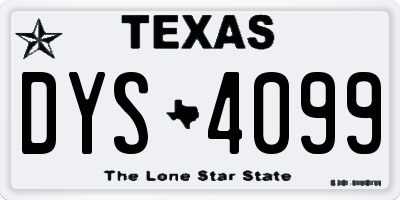TX license plate DYS4099