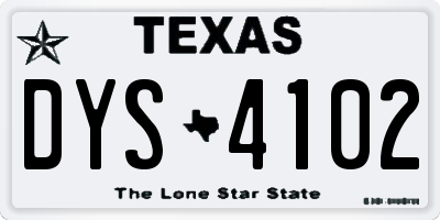 TX license plate DYS4102
