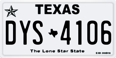 TX license plate DYS4106
