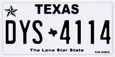 TX license plate DYS4114