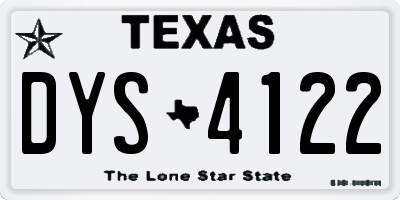 TX license plate DYS4122