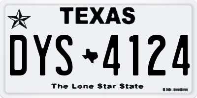 TX license plate DYS4124