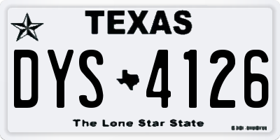 TX license plate DYS4126