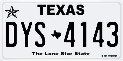 TX license plate DYS4143