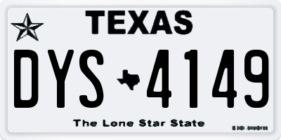 TX license plate DYS4149