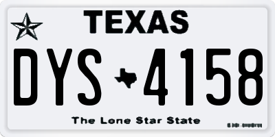 TX license plate DYS4158