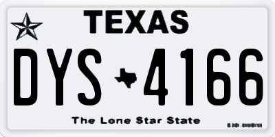TX license plate DYS4166