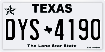 TX license plate DYS4190
