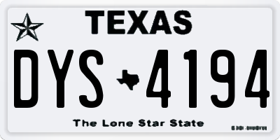 TX license plate DYS4194