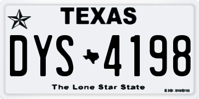 TX license plate DYS4198