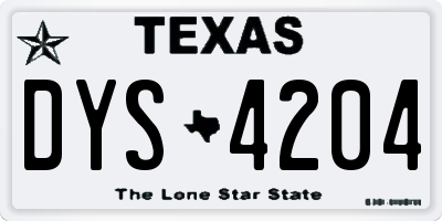 TX license plate DYS4204