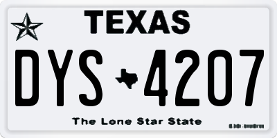 TX license plate DYS4207