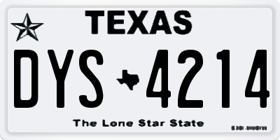 TX license plate DYS4214