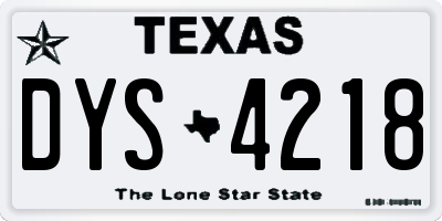 TX license plate DYS4218