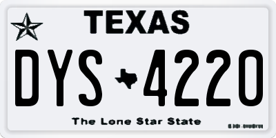 TX license plate DYS4220