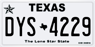 TX license plate DYS4229