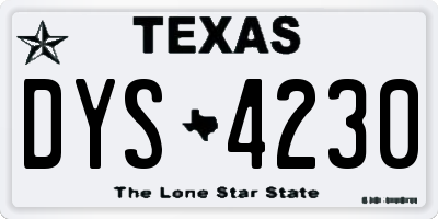 TX license plate DYS4230