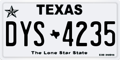 TX license plate DYS4235
