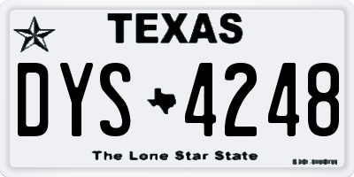 TX license plate DYS4248