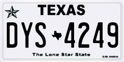TX license plate DYS4249