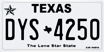 TX license plate DYS4250