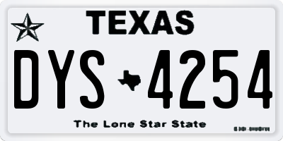 TX license plate DYS4254