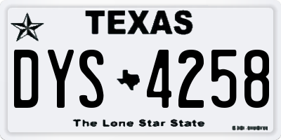 TX license plate DYS4258