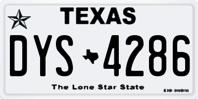 TX license plate DYS4286