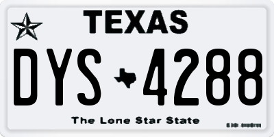 TX license plate DYS4288