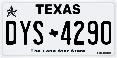 TX license plate DYS4290