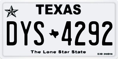 TX license plate DYS4292