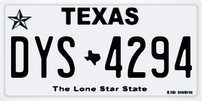 TX license plate DYS4294