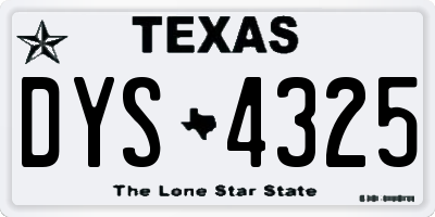 TX license plate DYS4325