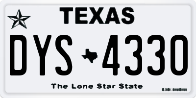 TX license plate DYS4330