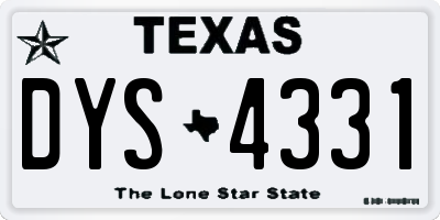 TX license plate DYS4331