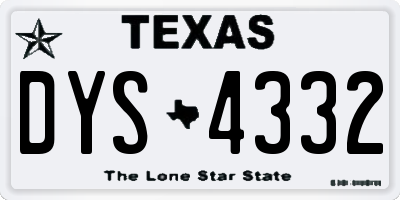 TX license plate DYS4332