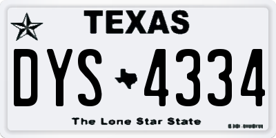 TX license plate DYS4334