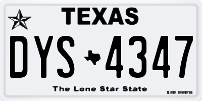 TX license plate DYS4347
