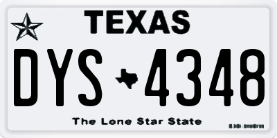 TX license plate DYS4348