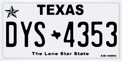 TX license plate DYS4353