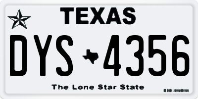 TX license plate DYS4356