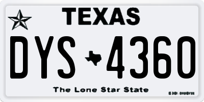 TX license plate DYS4360
