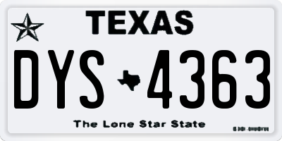TX license plate DYS4363