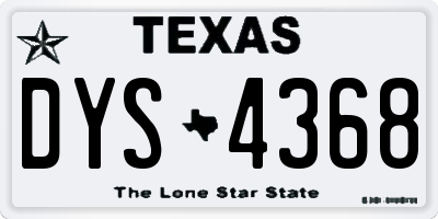 TX license plate DYS4368