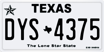 TX license plate DYS4375