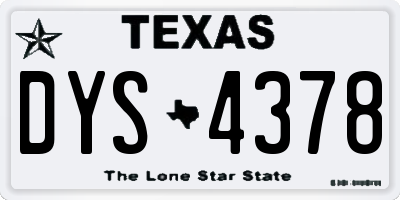 TX license plate DYS4378